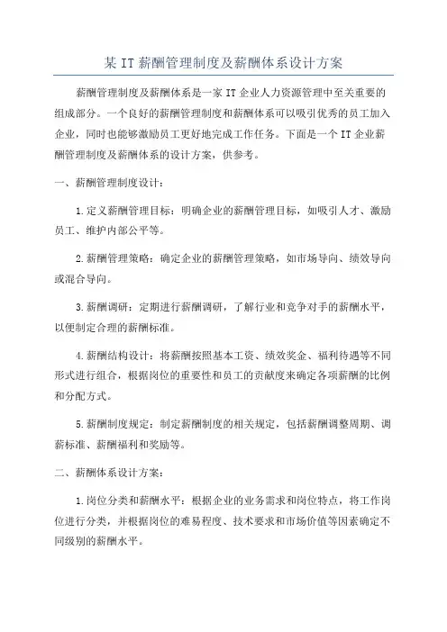 某IT薪酬管理制度及薪酬体系设计方案