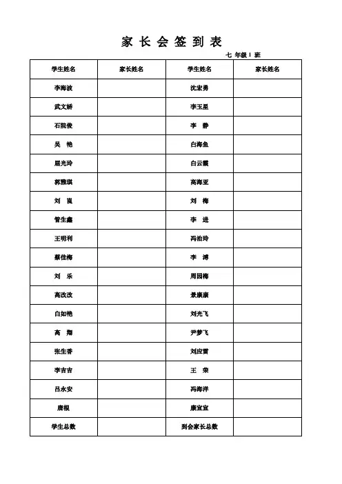 家长会签到表