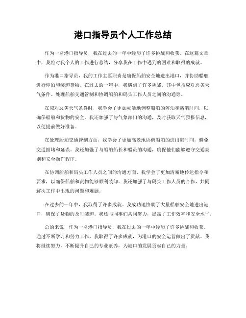 港口指导员个人工作总结