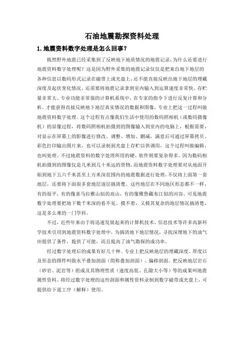 石油地震勘探资料处理