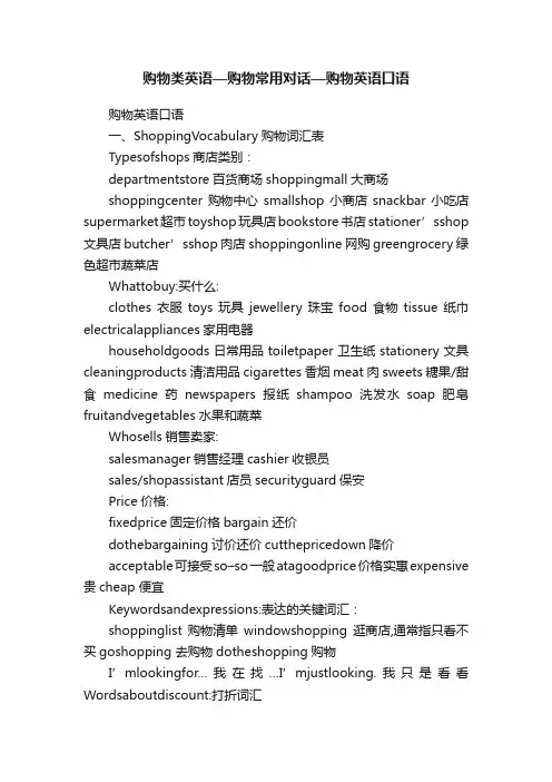 购物类英语—购物常用对话—购物英语口语