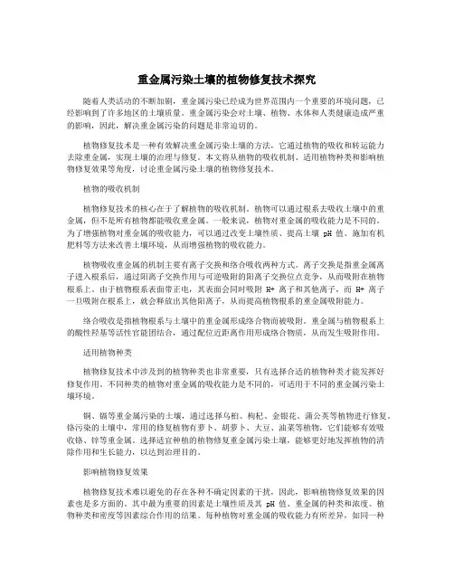 重金属污染土壤的植物修复技术探究