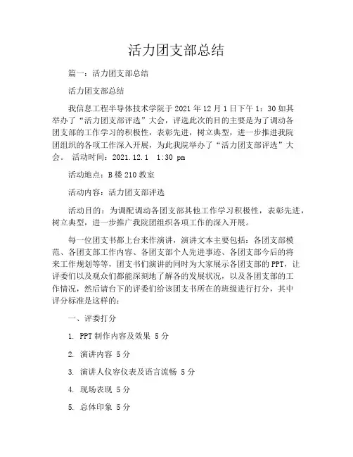 活力团支部总结
