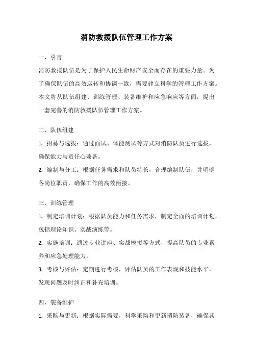 消防救援队伍管理工作方案