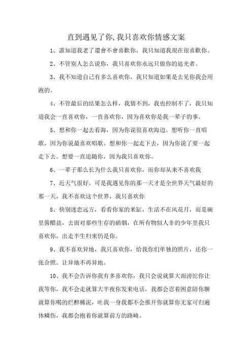 直到遇见了你,我只喜欢你情感文案