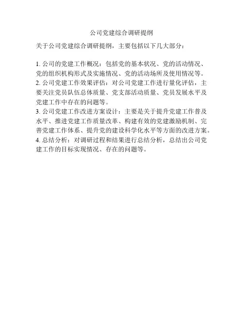 公司党建综合调研提纲