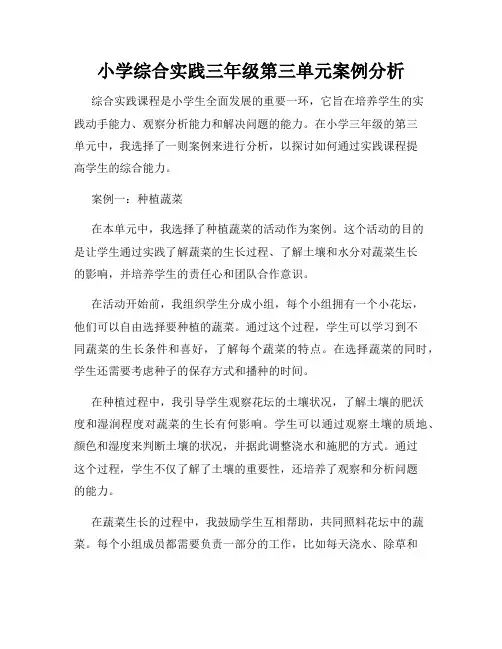 小学综合实践三年级第三单元案例分析