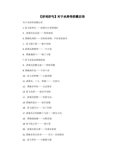 【好词好句】对于水浒传的歇后语