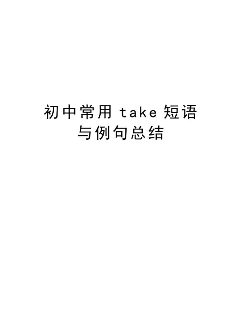 初中常用take短语与例句总结知识讲解
