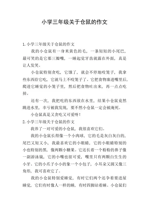 小学三年级关于仓鼠的作文