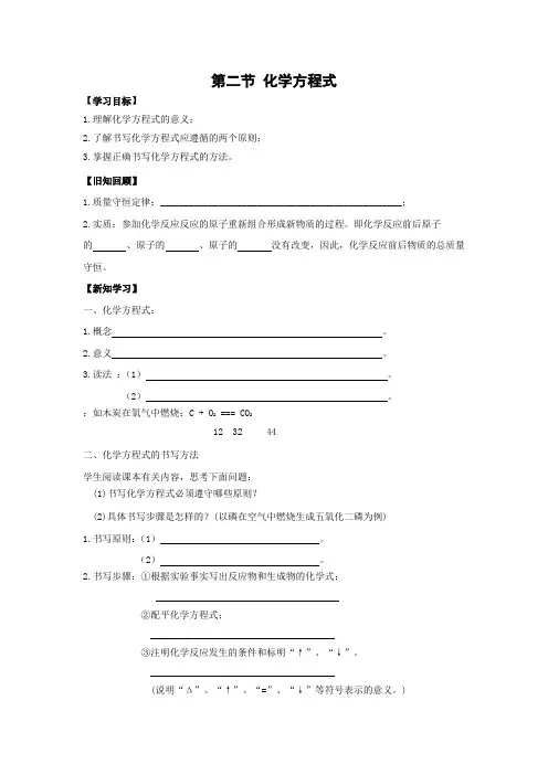 北京课改版化学-九年级上册-《化学方程式》精品教案1