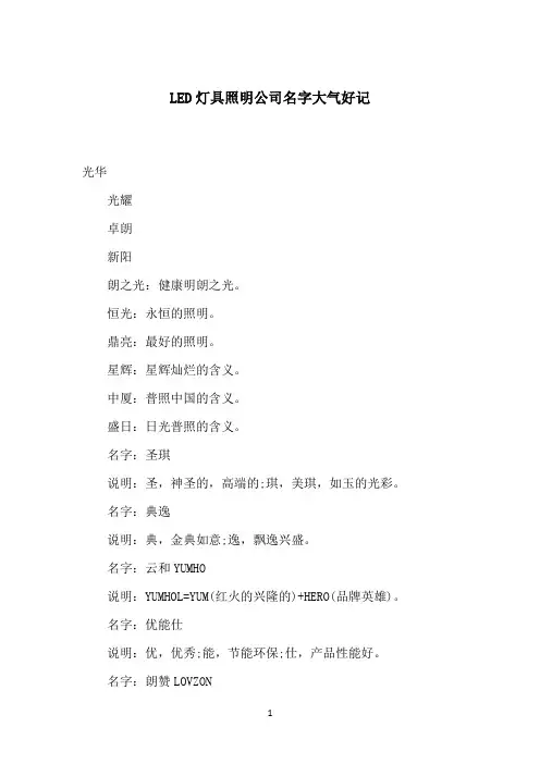 LED灯具照明公司名字大气好记