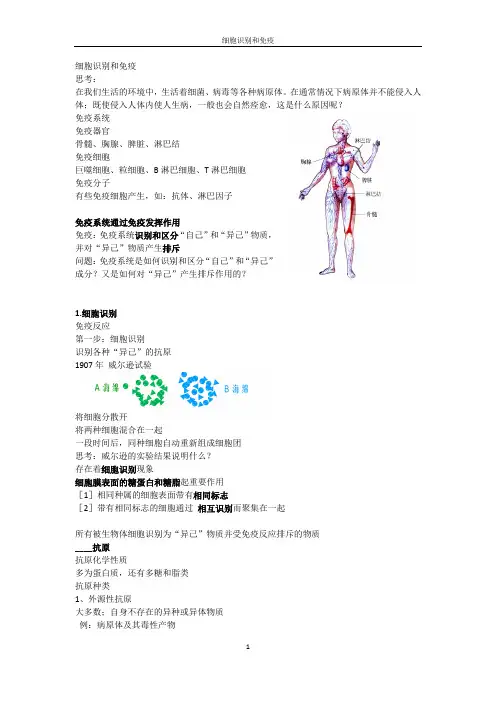 细胞识别和免疫