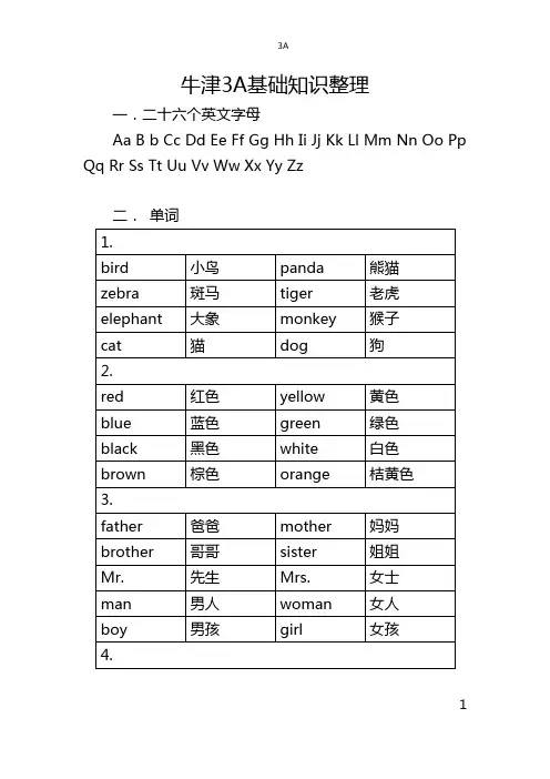 牛津3A基础知识整理