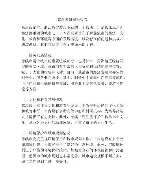 慈溪调研撰写报告