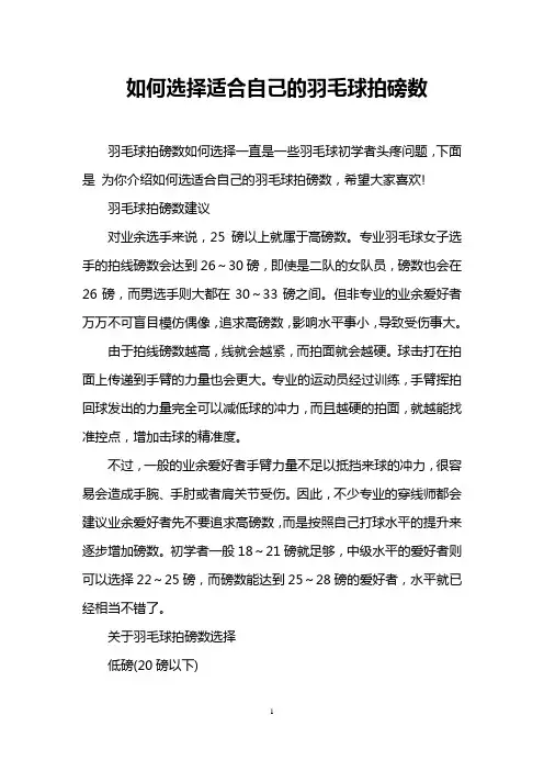 如何选择适合自己的羽毛球拍磅数