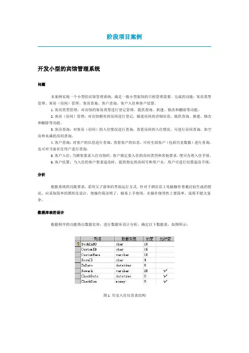 小型的宾馆管理系统