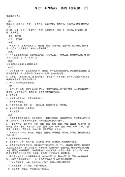 经方：柴胡桂枝干姜汤（痨证第一方）