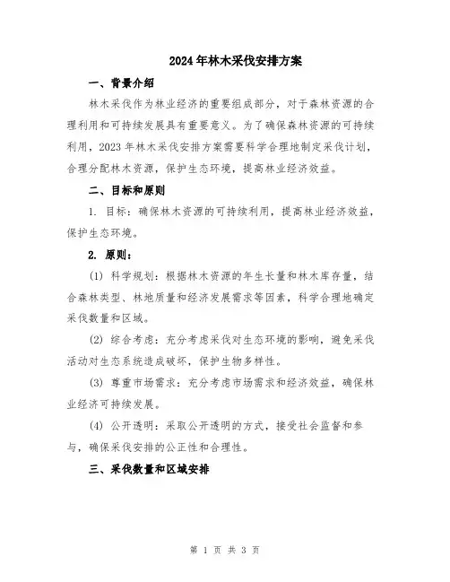2024年林木采伐安排方案