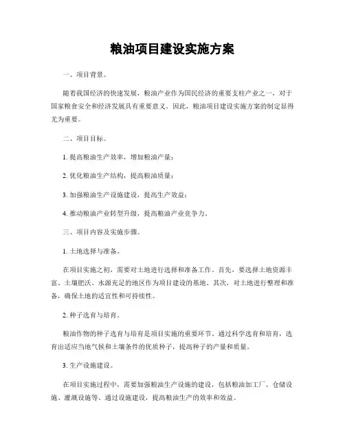 粮油项目建设实施方案