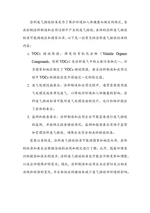 涂料废气排放标准