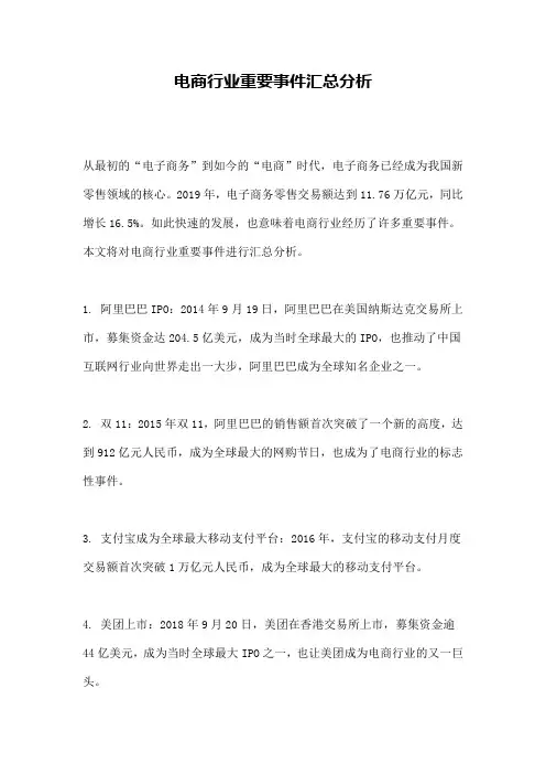 电商行业重要事件汇总分析