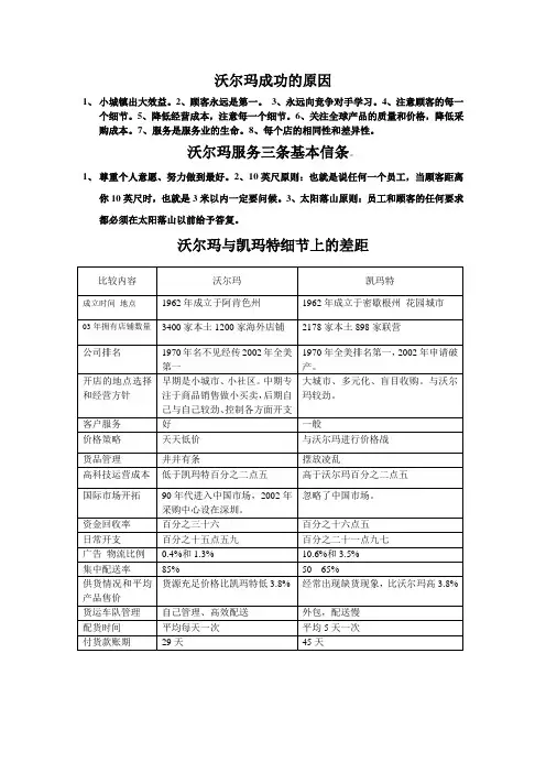 沃尔玛成功的原因