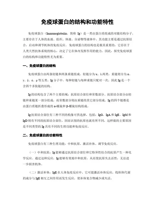 免疫球蛋白的结构和功能特性