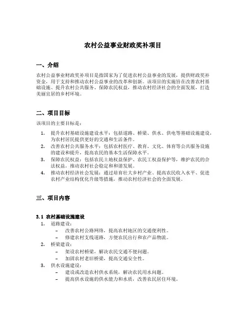 农村公益事业财政奖补项目