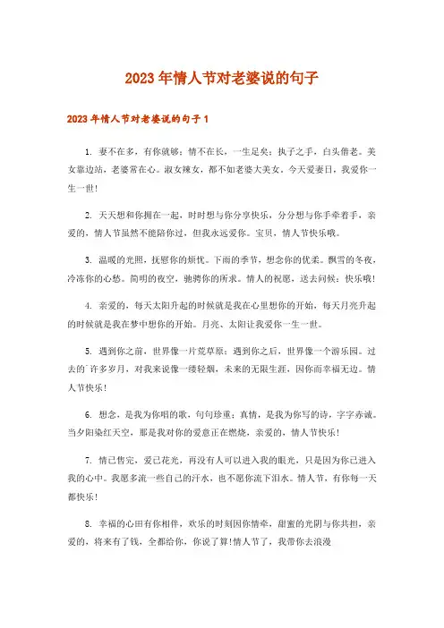 2023年情人节对老婆说的句子