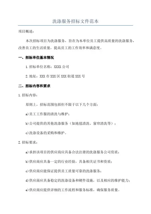 洗涤服务招标文件范本