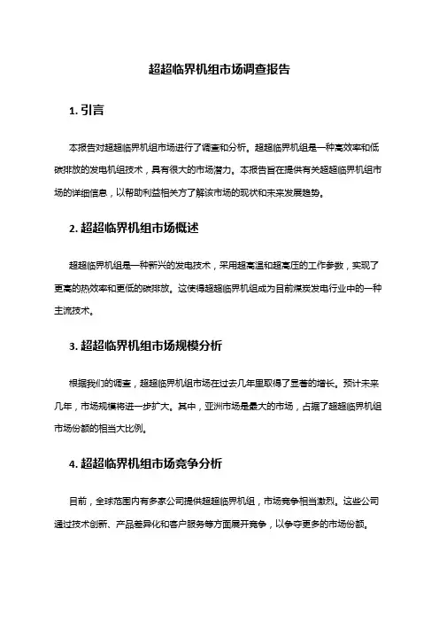 2024年超超临界机组市场调查报告