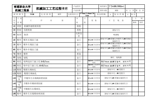 阀体加工工艺过程卡片