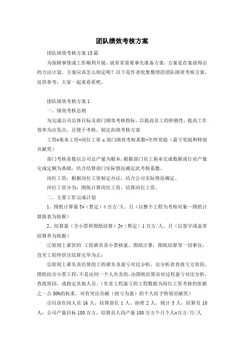 团队绩效考核方案