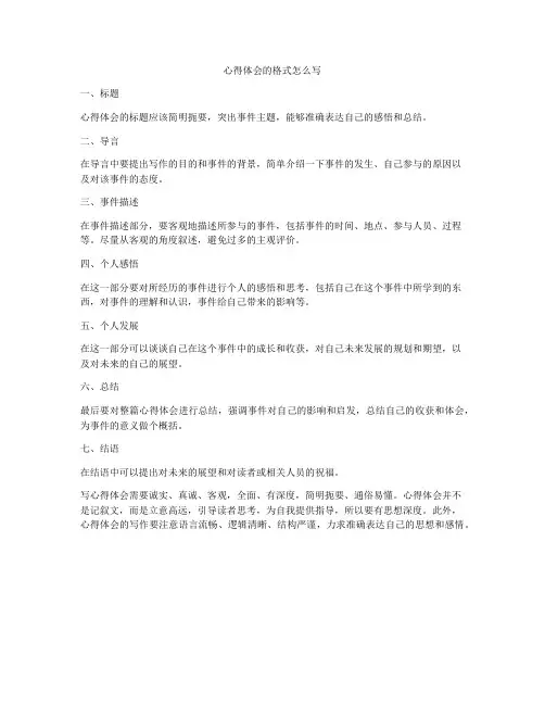 心得体会的格式怎么写