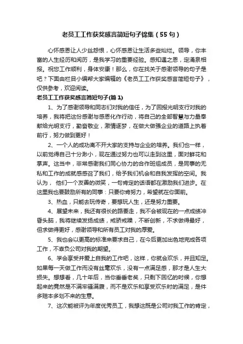 老员工工作获奖感言简短句子锦集（55句）