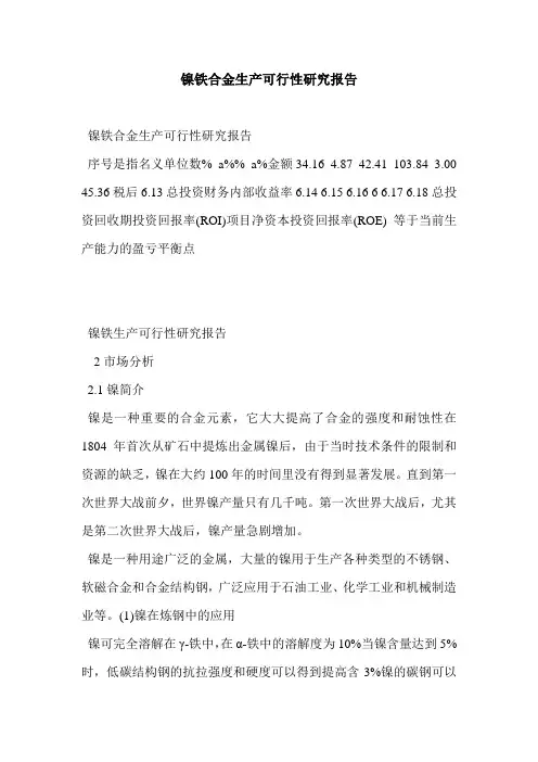 镍铁合金生产可行性研究报告