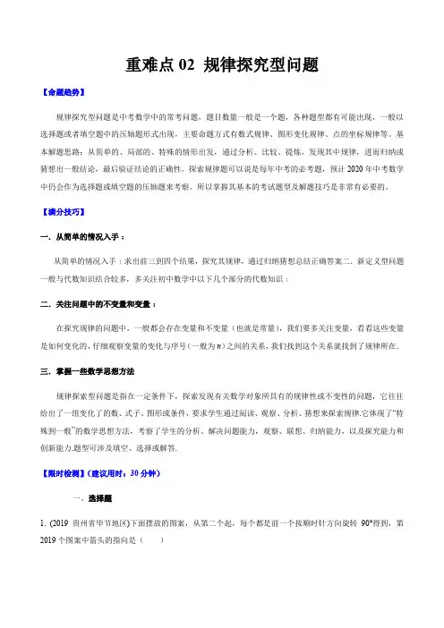 最新中考数学重难点专练02 规律探究问题(解析版)