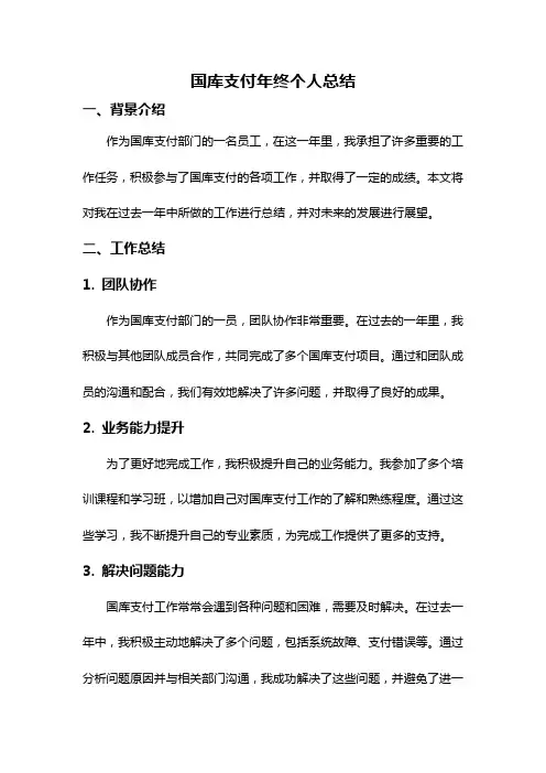 国库支付年终个人总结