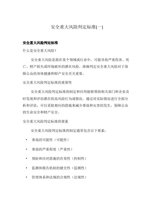 安全重大风险判定标准(一)
