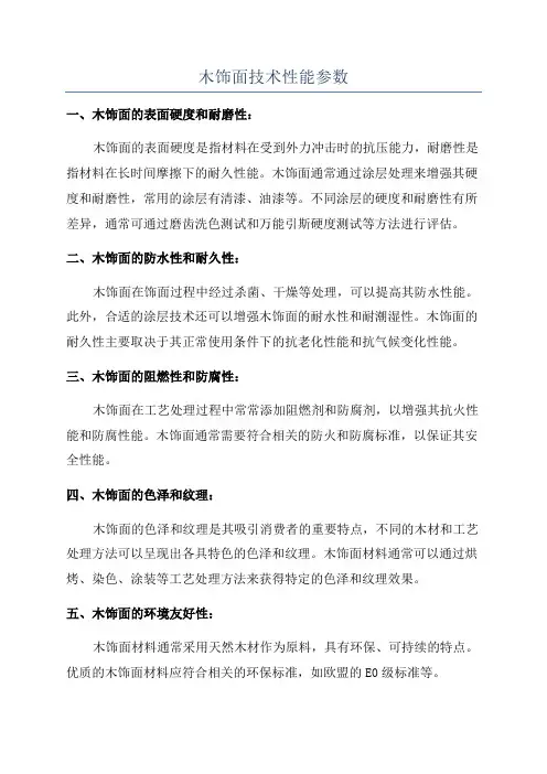 木饰面技术性能参数