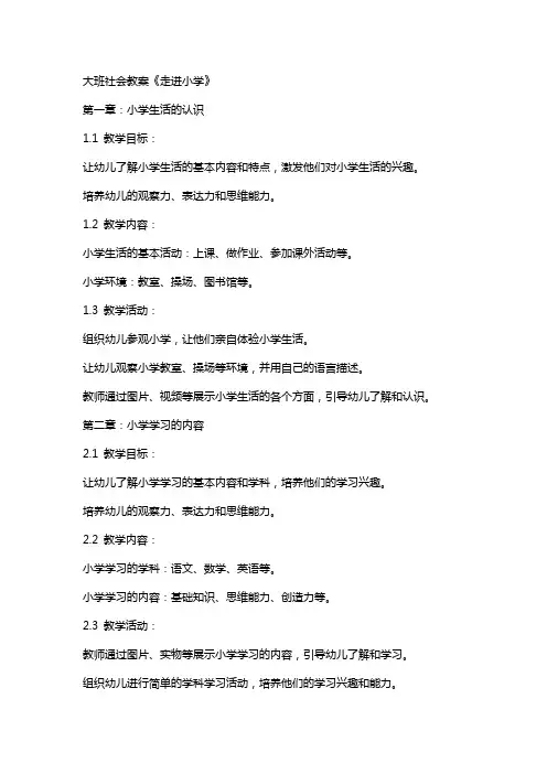 大班社会教案《走进小学》