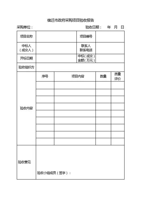 政府采购项目验收报告