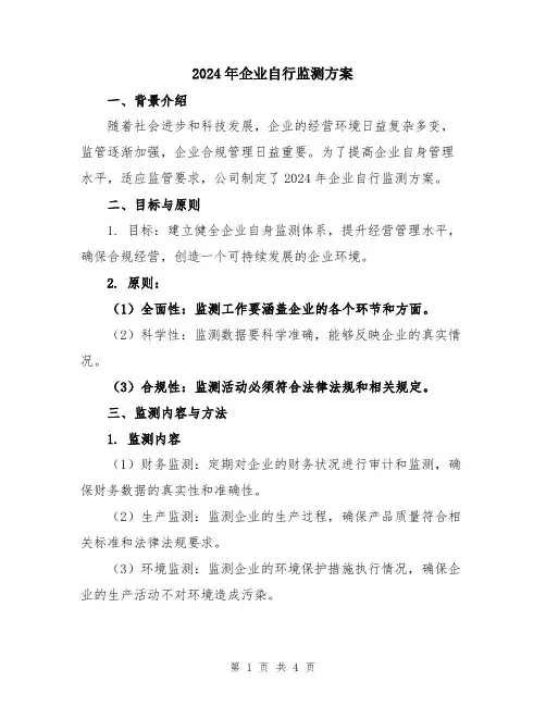 2024年企业自行监测方案