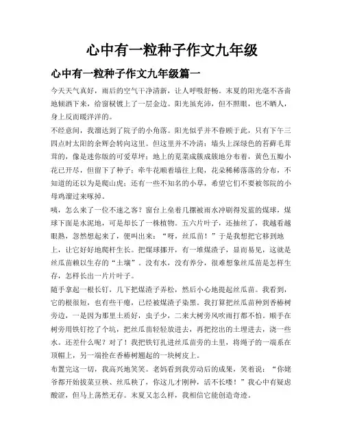 心中有一粒种子作文九年级