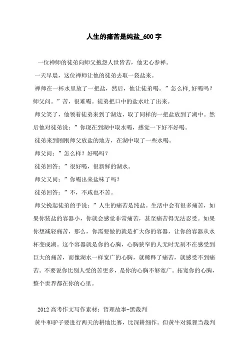人生的痛苦是纯盐_600字