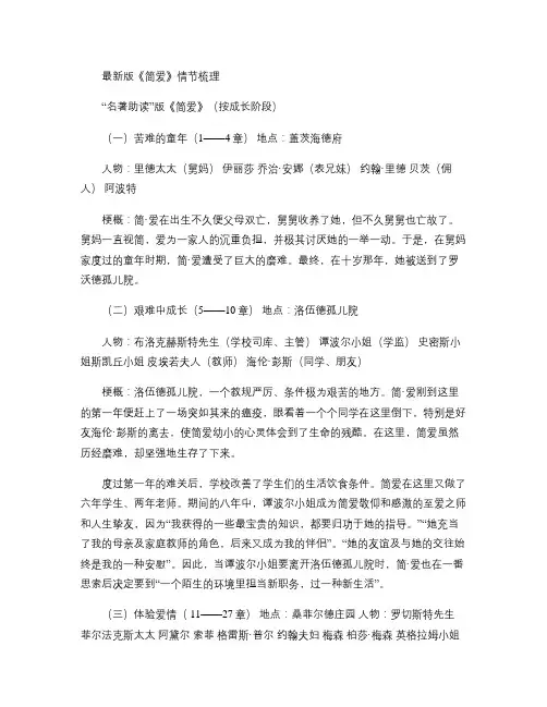 最新版《简爱》情节梳理解读