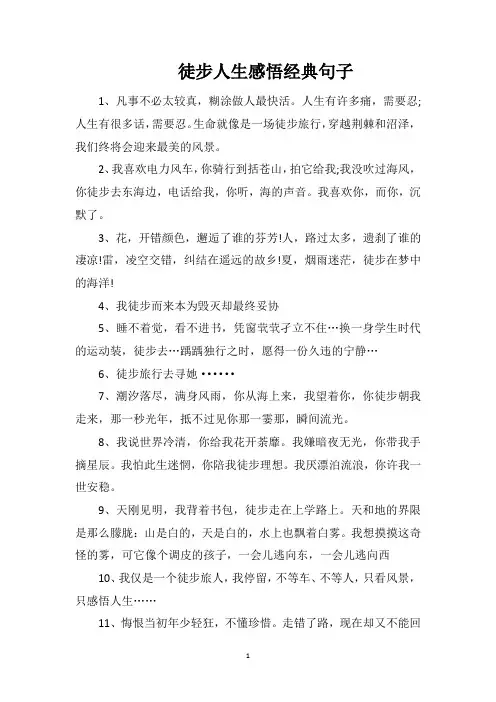 徒步人生感悟经典句子