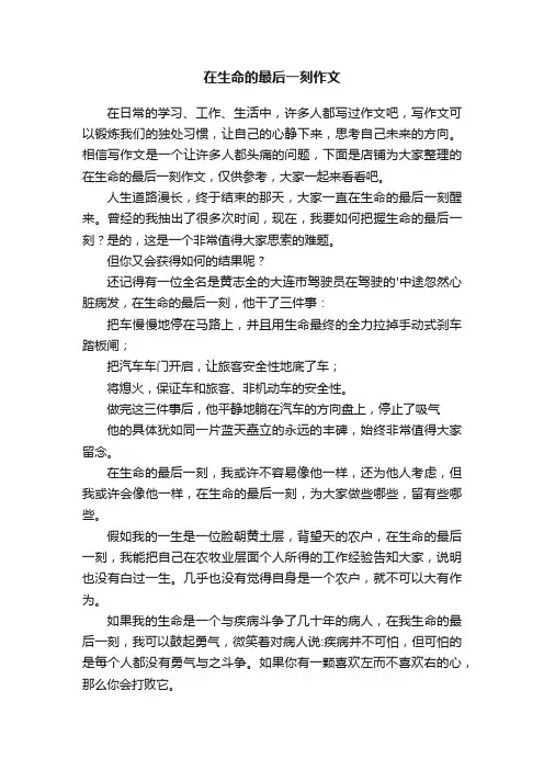 在生命的最后一刻作文
