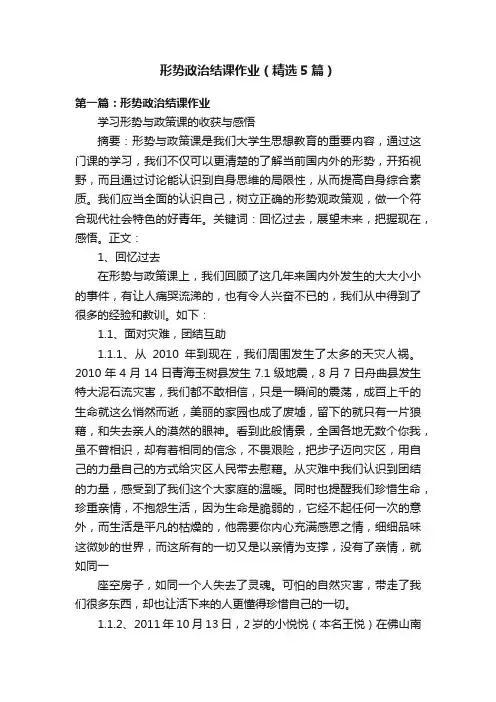 形势政治结课作业（精选5篇）